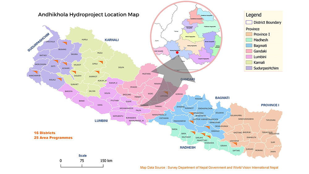 Andhikhola Hydroproject Location Map